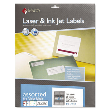 MACO® Cover-all Opaque File Folder Labels, Inkjet-laser Printers, 0.66 X 3.44, White, 30 Labels-sheet, 50 Sheets-box freeshipping - TVN Wholesale